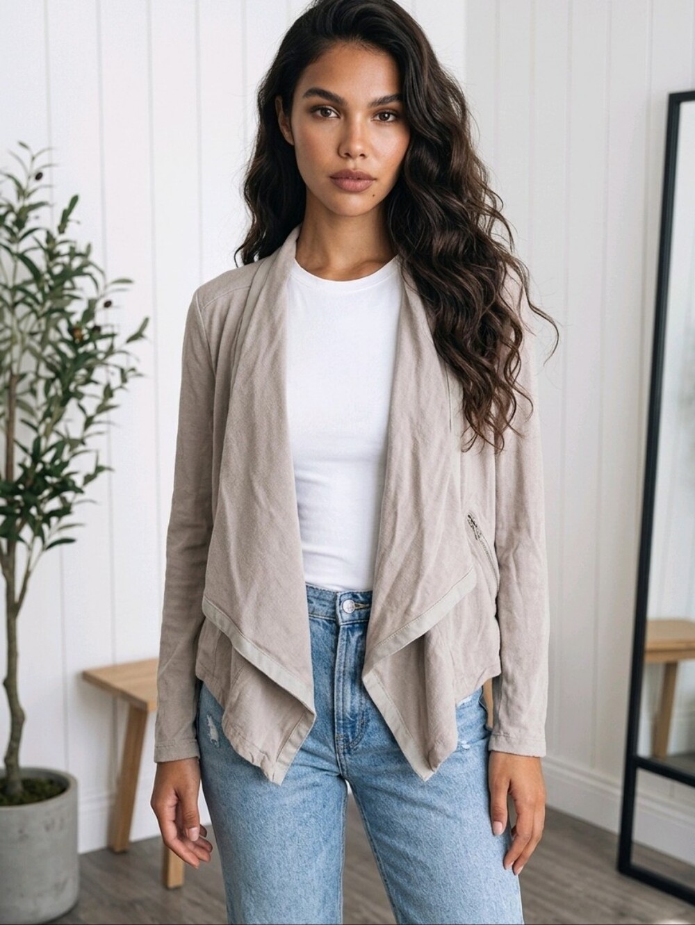 Miss Me Light Taupe Light Weight Jacket Size Small